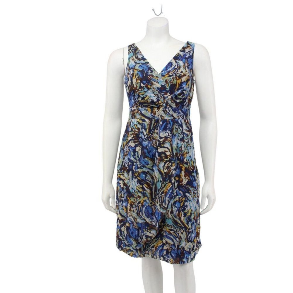 Anthropologie Moulinette Soeurs Oak Apple Blue Green Swirl Silk Wrap Dress Size
